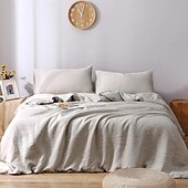 cheap Duvet Cover Sets-Cotton Duvet Cover 100% Linen Coconut White Duvet Cover Queen Size, Soft and Breathable Queen Duvet Cover Set for All Season