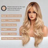 economico Parrucche trendy sintetiche-marrone marrone chiaro vino rosso nero biondo lunghe parrucche per le donne lunga parrucca riccia ondulata con la frangetta parrucca sintetica naturale per le donne capelli naturali resistente al
