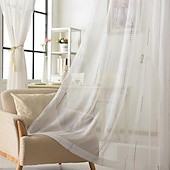 cheap Sheer Curtains-One Panel Modern Minimalist Style Vertical Striped Imitation Linen Curtain Living Room Bedroom Dining Room Semi Transparent Window Screen