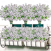 economico Piante e Fiori Artificiali-10 rami di fiori artificiali da esterno eucalipto a sette steli, viole viola, bouquet floreale realistico per centrotavola decorativi e composizioni floreali