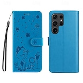 cheap Samsung Cases-Phone Case For Samsung Galaxy S24 S23 S22 S21 S20 Ultra Plus FE A54 A34 A14 Note 20 10 S25 Ultra Wallet Case Magnetic Full Body Protective with Wrist Strap Cat Bee TPU PU Leather