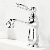 お買い得  浴室・洗面台用水栓金具-バスルームのシンクの蛇口 - 滝状吐水タイプ 電気メッキ センターセット シングルハンドルつの穴Bath Taps