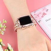 رخيصةأون عصابات Apple Watch-سوار مجوهرات متوافق مع Apple Watchband 38 مم 40 مم 41 مم 42 مم 44 مم 45 مم 49 مم بلينغ الماس قابل للتعديل متنفس ستانلس ستيل حجر كريم استبدال حزام الساعة إلى iwatch Ultra 2 Series 9 8 7 SE 6 5 4 3 2 1