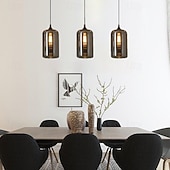 voordelige Eilandlichten-led kroonluchter eilandlicht 1/3/6/8/10/12 hoofden warm licht 25cm nordic restaurant creatieve persoonlijkheid lange lijn gerookte glazen lampen eetkamer woonkamer 110-240v