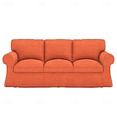 baratos Cobertura de Sofa-Capa de Sofá de 3 Lugares 20% Linho Cor Sólida Acolchoada em Algodão e Linho