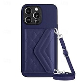 baratos Capas para iPhone-telefone Capinha Para iPhone 16 iPhone 15 Pro Max Plus iPhone 14 13 12 11 Pro Max Plus Mini SE Capa traseira Com Suporte com cordão Slot para cartão Retro TPU Couro PU