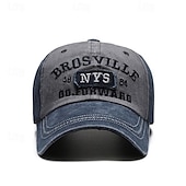 economico Cappellino da baseball da uomo-Per uomo Cappellino da baseball Cappello da sole Cappello da camionista Nero Blu Misto poliestere / cotone Con ricami Vintage Di tendenza Informale Strada Giornaliero Alfabetico Regolabile Crema