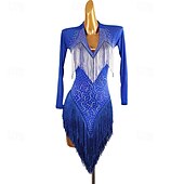 olcso Latin tánc ruházat-Latin tánc Ruha Kristályok / Strasszok Női Teljesítmény Hétköznapi viselet Hosszú ujj Spandex