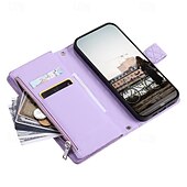 Χαμηλού Κόστους Samsung Θήκη-τηλέφωνο tok Για Samsung Galaxy S24 S23 S22 S21 S20 Ultra Plus FE A54 A34 A14 S25 Ultra Θήκη κάρτας πορτοφολιού Φερμουάρ με λουράκι καρπού Σταντ ποδηλάτου Γεωμετρικά σχήματα TPU PU δέρμα