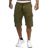 cheap Sweat Shorts-Men&#039;s Cargo Shorts Sweat Shorts Shorts Bermuda shorts Elastic Waist Multi Pocket Pleats Plain Comfort Sports Knee Length Outdoor Daily Fashion Streetwear Black White Micro-elastic