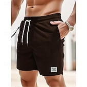abordables Bermudas estilo casual-Hombre Pantalón corto Pantalones cortos casuales Pantalones cortos de pana Bolsillo Correa Cintura elástica Plano Comodidad Corto Festivos Playa Fin de semana Moda Casual Negro Amarillo Microelástico
