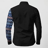 voordelige westernhemden voor heren-Voor heren Paard Overhemd Westers overhemd Cowboyshirt Lange mouw Vintage Western stijl Buiten Straat Casual / Dagelijks Herfst winter Strijkijzer Knop Afdrukken blauw