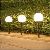 preiswerte Bodenlichter-3 Stück Solar-Gartenlicht, kleines weißes Kugellicht, rundes Kugellicht, LED-Außendekoration, Landschaftsgarten, Villa, Rasenlicht, Bodensteckerlicht, wasserdicht