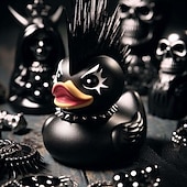 Χαμηλού Κόστους Αγάλματα-duckieville πάπια goth σατανική πάπια, γοτθική πανκ ρητίνη συλλεκτικά ειδώλια πάπιες, χαριτωμένα χειροτεχνήματα με αγάλματα μικρής πάπιας, καινοτόμα διακοσμητικά στολίδια πάπιας σατανά αποκριάτικη διακόσμηση