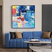 voordelige Abstracte schilderijen-grote wandkunst origineel met de hand geschilderd eigentijds abstract schilderij horizontaal verticaal enorm formaat kunst helder kleurrijk canvas kunst voor thuis kamerdecoratie