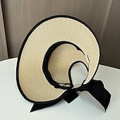 olcso Buli kalapok-Kalap Fejfedők Akril / Pamut Szalma Halász sapka Szalmakalap Hétköznapi Szabadság Elegáns Retro Val vel Csokor Tiszta Szín Sisak Fejfedők