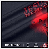 cheap Men&#039;s Graphic T Shirt-Men&#039;s Quotes &amp; Sayings Cross Jesus Letter Print T Shirt Tee Top 100% Cotton Short Sleeve Graphic Shirt Black 1 Black Navy Blue Comfortable Tee Street Sports Outdoor Fashion Designer Clothing