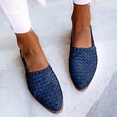 cheap Women&#039;s Clogs &amp; Mules-Women&#039;s Black Woven Flat Mules with Adjustable Slingback Strap - Stylish Summer Casual Shoes