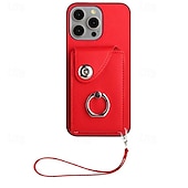 cheap iPhone Cases-Phone Case For iPhone 16 iPhone 15 Pro Max Plus iPhone 14 13 12 11 Pro Max Plus Mini SE Back Cover with Stand Holder with Wrist Strap Card Slot Retro TPU PU Leather