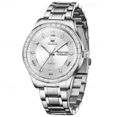 economico Orologi al quarzo-olevs marchio acciaio cinturino orologio da uomo business luminoso doppio calendario semplice orologio al quarzo impermeabile sportivo moda orologio da polso da uomo strass