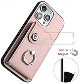 cheap iPhone Cases-Phone Case For iPhone 16 iPhone 15 Pro Max Plus iPhone 14 13 12 11 Pro Max Plus Mini SE Back Cover with Stand Holder with Wrist Strap Card Slot Retro TPU PU Leather