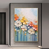 billiga Blom- och växtmålningar-3d färgglad blommig målning handmålad blomma oljemålning abstrakt färgglad blommig paionting väggkonst färgglad blommig målning blomma texturerad målning väggdekor