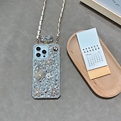 olcso iPhone-tokok-telefon Ügy Kompatibilitás iPhone 16 15 14 Pro Max Plus iPhone 13 12 11 Pro Max Mini Fekete tok zsinórral Nem sárgul Bling Glitter Shiny Virág TPU Strassz
