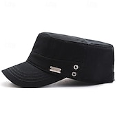 baratos Chapéu para Homem-Homens Boina Chapéu de sol Chapéu de caminhoneiro Preto Azul Marinha Algodão Moda Casual Rua Diário Tecido Ajustável Filtro Solar Respirável