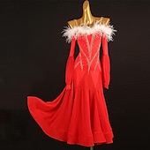 abordables Tenues de danse de salon-Danse de Salon Robe Cristaux / Stras Femme Utilisation Usage quotidien manche longue Spandex