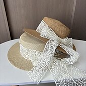 economico Cappelli per feste-berretto Copricapo Acrilico / cotone Paglia Cappello a bombetta / cloche Cappelli da pescatore Cappello di paglia Informale Per eventi Elegante Retrò Con Fiocco Colore Puro Copricapo Copricapo