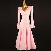 cheap Standard  Ballroom-Ballroom Dance Dress Pure Color Women's Girls' Performance Training Long Sleeve High Chiffon Chinlon Tulle