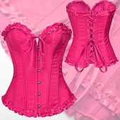 billiga Korsett-Retro / vintage Rokoko Victoriansk Korsett Överbystkorsett Ärmlös Jacquard Maskeradkläder Dam Halloween Karnival Kvällsfest Karneval i Venedig Festival Vuxna Topp