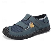 abordables Sandalias casuales-Zapatos casuales con velcro de malla verde oliva para hombre, ligeros y deportivos, adecuados para senderismo, caminatas y aventuras al aire libre.