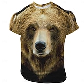 お買い得  アニマルプリントTシャツ-男性用 動物 野生動物 Tシャツ 半袖 Tシャツ 3Dプリント クルーネック シャツ 旅行度假风 誇張された デザイナー パーティー 誕生日 ストリート ダークブラウン ブラック / ホワイト ブラック 夏 春 衣類 S M L XL XXL XXXL
