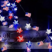 Недорогие Питание от батареек-Патриотичные светодиодные гирлянды Декор для Дня независимости 2 м 20 LED для Дня независимости 4 июля 250-й юбилей День памяти работающие от батареек звёздные огоньки праздничное украшение для дома