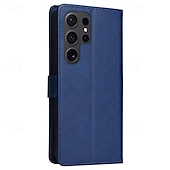 Недорогие Чехлы для Samsung-телефон Кейс для Назначение SSamsung Galaxy S24 S23 S22 S21 S20 Ultra Plus FE A54 A34 A14 S25 Ультра Кошелек для карт Магнитный Полная защита тела с ремешком на запястье Ретро ТПУ Кожа PU