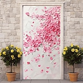 billige Dørdeksler-3d blomster dørdeksler veggmaleri dekor dør billedvev dør gardin dekorasjon bakgrunn dør banner avtakbar for inngangsdør innendørs utendørs hjemme rom dekorasjon gårdshus dekor forsyninger