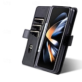 お買い得  サムスン用ケース-Samsung Galaxy Z Fold 6 Z Fold 5 Z Fold 4 Z Fold 3用の財布ケース、フルボディ保護キックスタンドカードスロット、レトロPC PUレザー