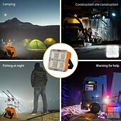 cheap Street Lights-1pc LED Portable Solar Work Light, Rechargeable Magnetic Light, Emergency Worklight with 4 Light Modes for Power Failure, Car Repair, Camping, Construction Job Site