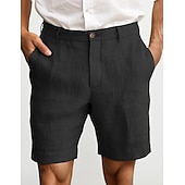 abordables Classique-Homme Shorts Shorts en Lin Robe Short Shorts d&#039;été Fermeture éclair Avec Poches Boutons Uni Confort Doux Extérieur Quotidien Sortir Mode Occasionnel Noir Blanche