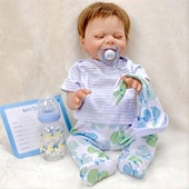 billiga Dockor-18 tum Reborn-dockor Baby- och småbarnsleksak Återfödd toddlerdocka Docka Återfödd bebisdocka Spädbarn Babypojkar Babyflickor Återfödd bebisdocka april Nyfödd levande Gåva Handgjord Ogiftig Vinyl W-03