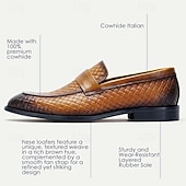 preiswerte Loafer aus hochwertigem Leder-Herren-Loafer gelbbraun schwarz geflochtenes Leder hellbrauner Riemen Slipper