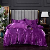 economico Set copripiumino-Set copripiumino rinfrescante 3 pezzi lenzuolo rinfrescante set biancheria da letto in raso di seta di lusso con più colori set copripiumino morbido tinta unita 1 copripiumino 2 federe