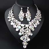 voordelige Sieradensets-Sieradenset 3 stuks Strass Legering Oorbellen Kettingen Dames Elegant Vintage Stijlvol meetkundig Geometrische vorm Sieraden set Voor Bruiloft Feest Bruiloft gast