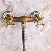 economico Rubinetti doccia-Rubinetto doccia Impostato - Docetta inclusa Stile vintage Ottone antico Esterno Valvola in ottone Bath Shower Mixer Taps