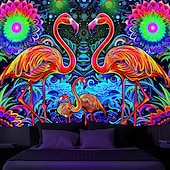 Χαμηλού Κόστους Μαύρισμα ταπετσαρία-blacklight ταπετσαρία uv αντιδραστική λάμψη στη σκοτεινή λάμψη πάρτι νέον φλαμίνγκο ζώο ψυχεδελικό trippy misty κρεμαστή ταπετσαρία τοίχου τοιχογραφία για κρεβατοκάμαρα σαλονιού