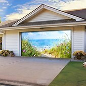 tanie Osłony drzwi garażowych-letnie wakacje na plaży baner na osłonę drzwi garażowych piękna duża dekoracja tła na zewnętrzne drzwi garażowe dekoracje ścienne domu impreza impreza parada