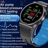 tanie Inteligentne bransoletki-696 p70 zegarek z glukometrem, inteligentny zegarek, 1,32 cala, inteligentna opaska fitness, Bluetooth, EKG + ppg, monitorowanie temperatury, krokomierz, kompatybilny z Androidem, iOS, męskie przypomnienie wiadomości, IP 67, 43 mm, koperta zegarka