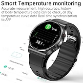 tanie Inteligentne bransoletki-696 p70 zegarek z glukometrem, inteligentny zegarek, 1,32 cala, inteligentna opaska fitness, Bluetooth, EKG + ppg, monitorowanie temperatury, krokomierz, kompatybilny z Androidem, iOS, męskie przypomnienie wiadomości, IP 67, 43 mm, koperta zegarka