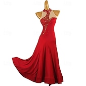 baratos Roupa de Dança de Salão-Dança de Salão Vestido Cristal / Strass Mulheres Espetáculo Roupa Diária Sem Manga Elastano